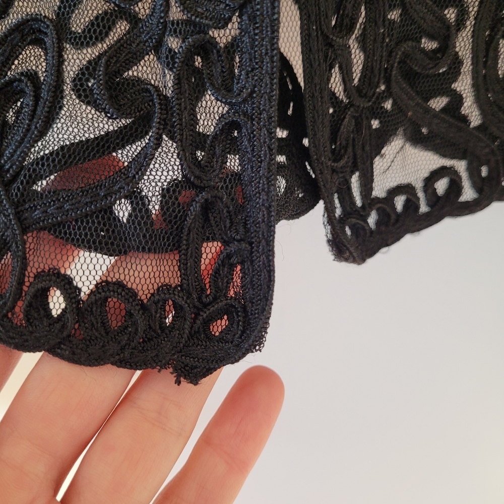 Asian inspired lace embroidered sheer cardigan - M - Picture 6 of 7